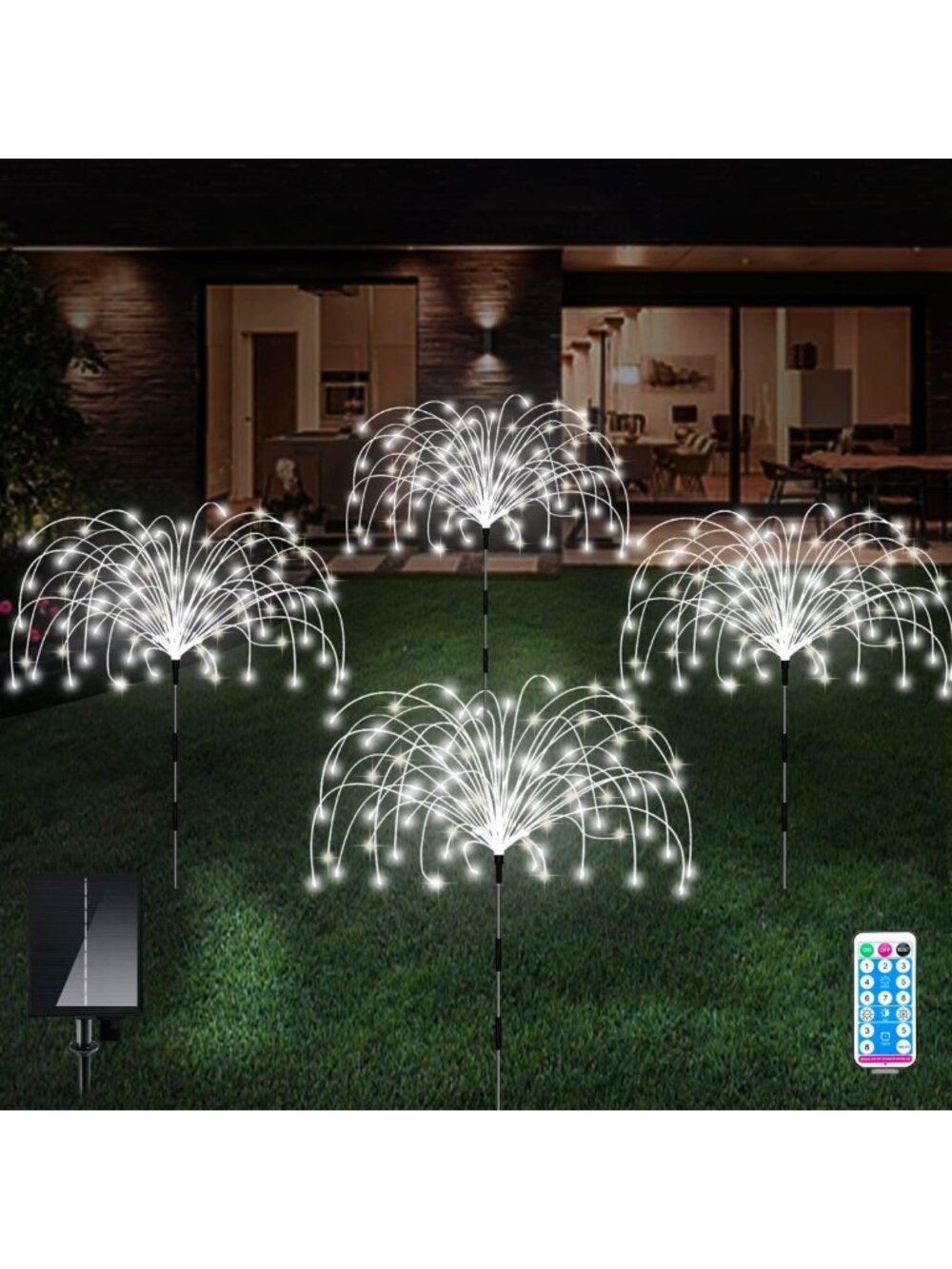 4 Pack Waterproof Solar Firework Lights - 120 LED Decorative Landscape Stakes